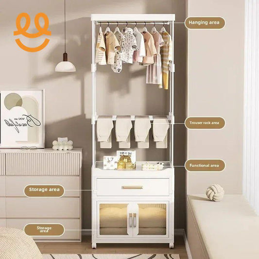 Baby wardrobe bedroom hanger bedside clothes storage cabinet rack drawer floor multi-function