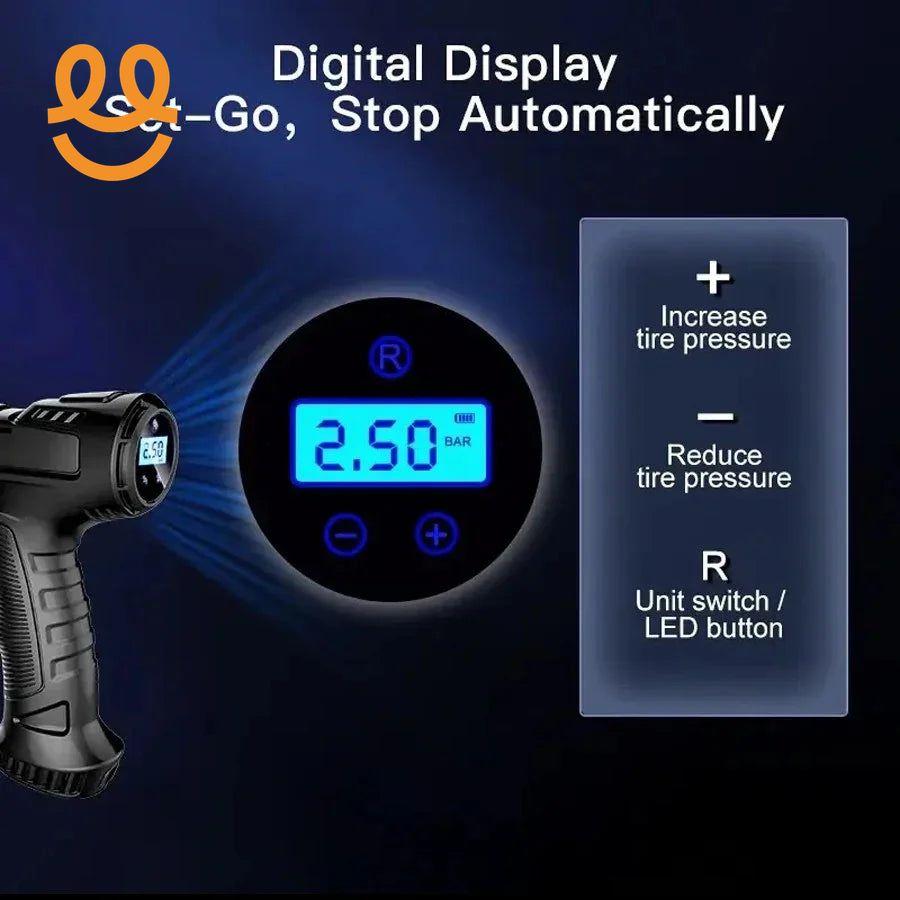 Car Mounted Inflation Pump Handheld Smart Home Car Motorcycle Portable Tire Inflation Pump Black Portable