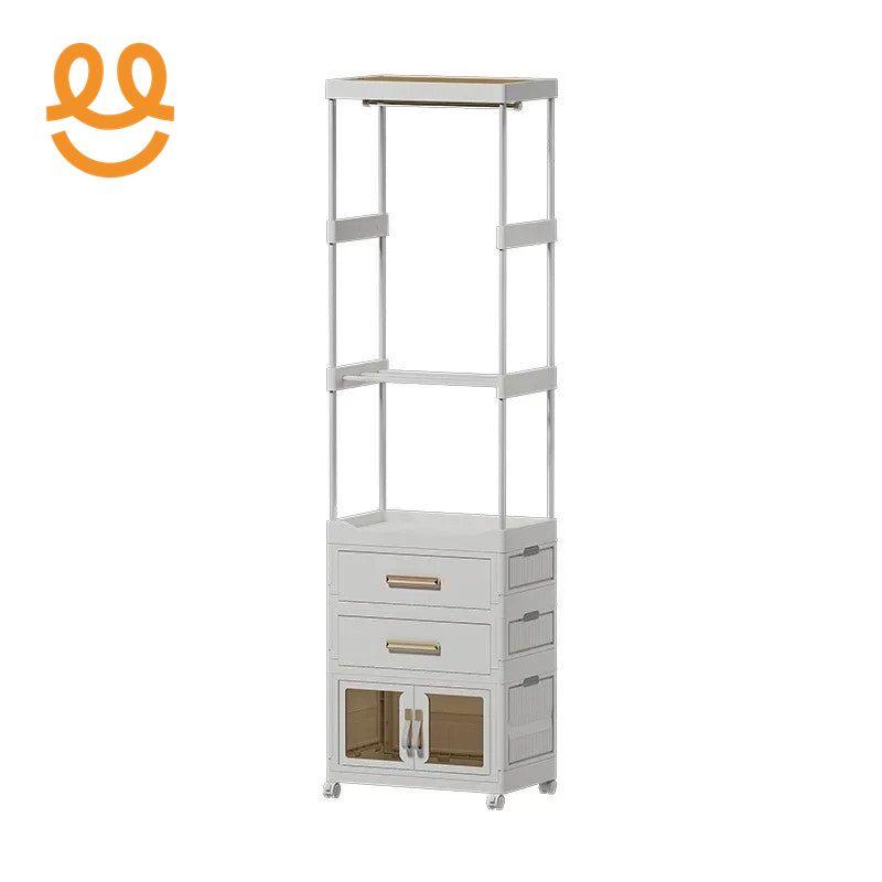 Mobile Wardrobe Portable Closet Large Capacity Clothes Organizer with Wheels Clothing Storage Shelf for Bedroom Living Room
