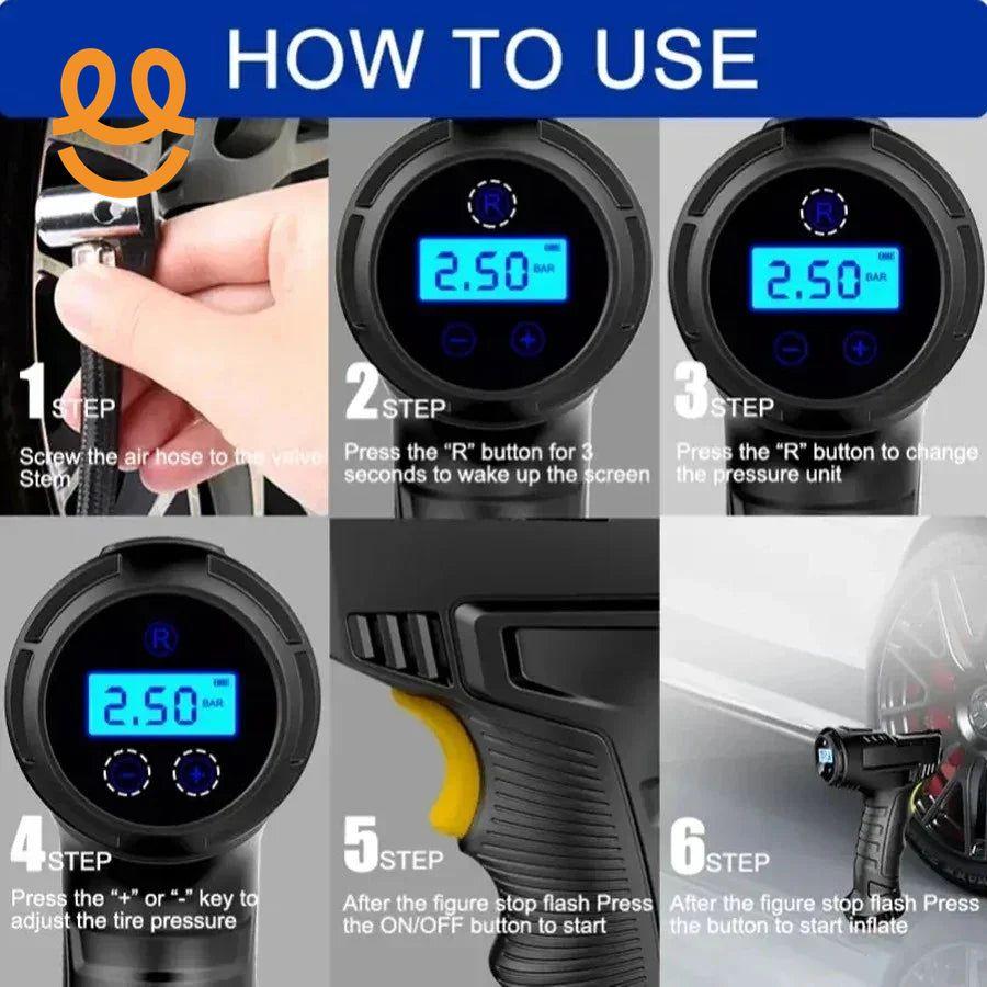 Car Mounted Inflation Pump Handheld Smart Home Car Motorcycle Portable Tire Inflation Pump Black Portable
