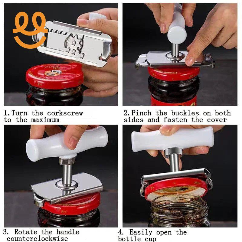 Heavy-Duty Stainless Steel Jar Opener, Lid Remover Tool